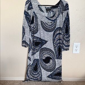 BCBGMaxAzria Navy and Black Abstract Dress